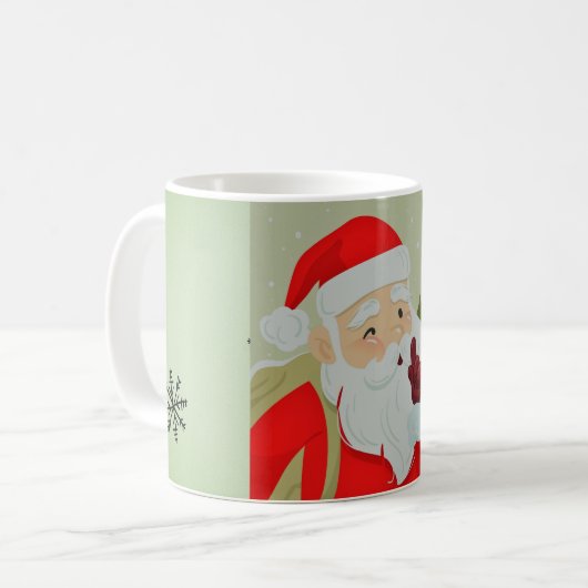 Weihnachtsmann und Schneeflocken Kaffeetasse (Vorderseite Links)