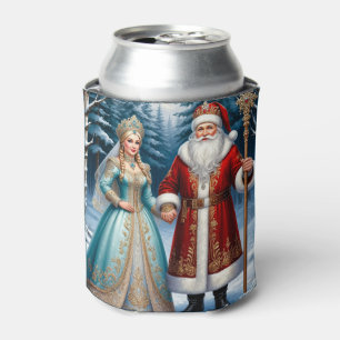 Weihnachtsmann und Schneemädchen feiern Weihnachte Dosenkühler