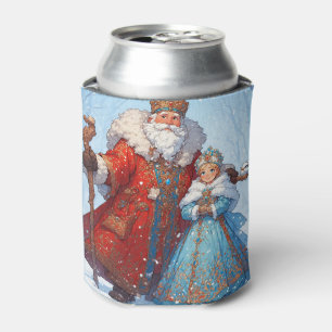 Weihnachtsmann und Schneemädchen feiern Weihnachte Dosenkühler