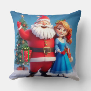 Weihnachtsmann und Schneemädchen feiern Weihnachte Kissen