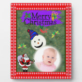 Weihnachtsmann und Schneemann bringen Weihnachten  Fotoplatte (Vorderseite)