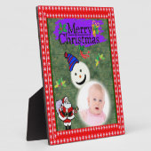 Weihnachtsmann und Schneemann bringen Weihnachten Fotoplatte (Seite)