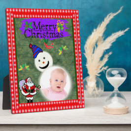 Weihnachtsmann und Schneemann bringen Weihnachten  Fotoplatte