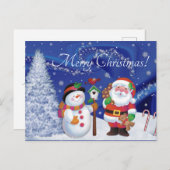 Weihnachtsmann und Schneemann Feiertagspostkarte (Vorne/Hinten)