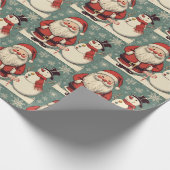 Weihnachtsmann und Schneemann Geschenkpapier (Ecke)