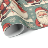 Weihnachtsmann und Schneemann Geschenkpapier (Rolleneckpunkt)