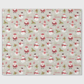 Weihnachtsmann und Schneemann Geschenkpapier (Flach)