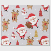 Weihnachtsmann und Schneemann Geschenkpapier (Flach)