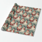 Weihnachtsmann und Schneemann Geschenkpapier (Ungerollt)