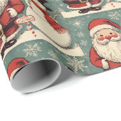 Weihnachtsmann und Schneemann Geschenkpapier (Rolleneckpunkt)
