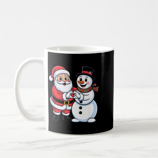 Weihnachtsmann und Schneemann Herz Hand Zeichen We Kaffeetasse (Links)