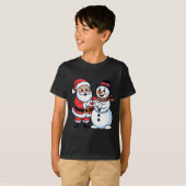 Weihnachtsmann und Schneemann Herz Hand Zeichen We T-Shirt (Vorne ganz)