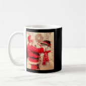Weihnachtsmann und Schneemann im Schneefall Kaffeetasse (Links)