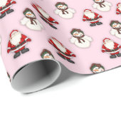 Weihnachtsmann- und Schneemann-Packpapier (Rosa) Geschenkpapier (Rolleneckpunkt)