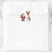 Weihnachtsmann und Schneemann Runder Aufkleber (Tasche)