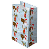 Weihnachtsmann und Schneemänner Kleine Geschenktüte (Rückseite Schrägansicht)