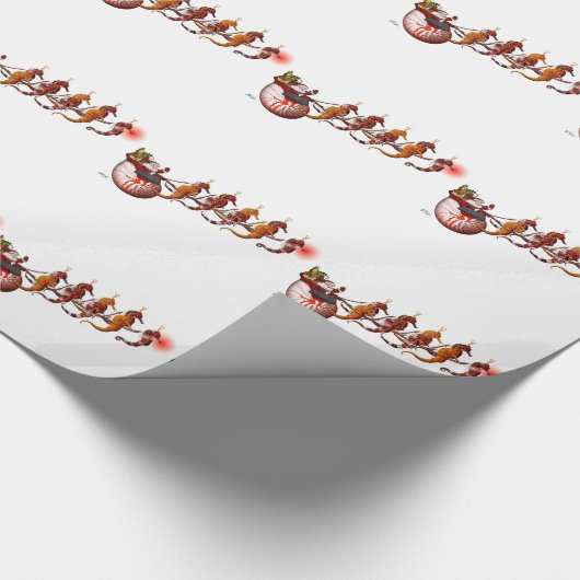 Weihnachtsmann und SeepferdSleigh Geschenkpapier (Ecke)