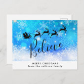 Weihnachtsmann und sein Fliegen-Ren - glauben Sie Postkarte (Vorne/Hinten)