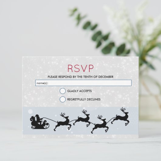 Weihnachtsmann und sein fliegender Reindeer Weihna Einladung (Stehend Vorderseite)