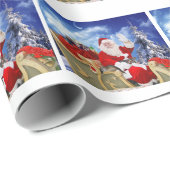 Weihnachtsmann und sein Frettchen-Packpapier Geschenkpapier (Rolleneckpunkt)