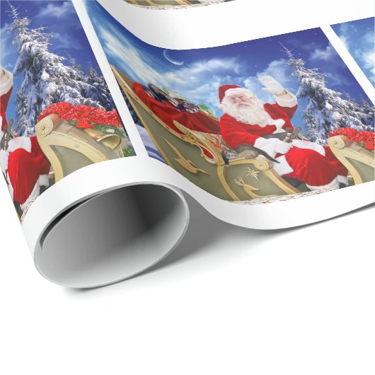 Weihnachtsmann und sein Frettchen-Packpapier Geschenkpapier (Rolleneckpunkt)