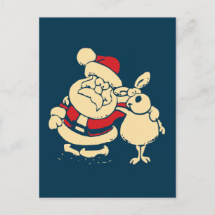 Weihnachtsmann und sein Reindeer Buddy Feiertagspostkarte