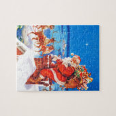 Weihnachtsmann und sein Ren oben auf der Puzzle (Horizontal)
