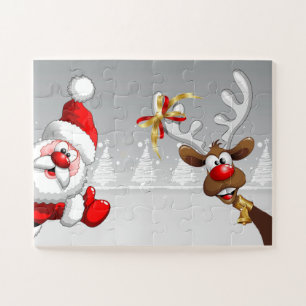 Weihnachtsmann und sein Rentier Rudolph Einfaches  Puzzle