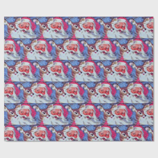 Weihnachtsmann und sein Rentier Weihnachtsblatt Geschenkpapier (Flach)