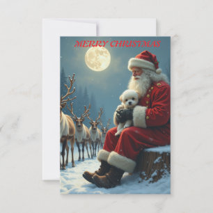 Weihnachtsmann und sein Welpe Dankeskarte