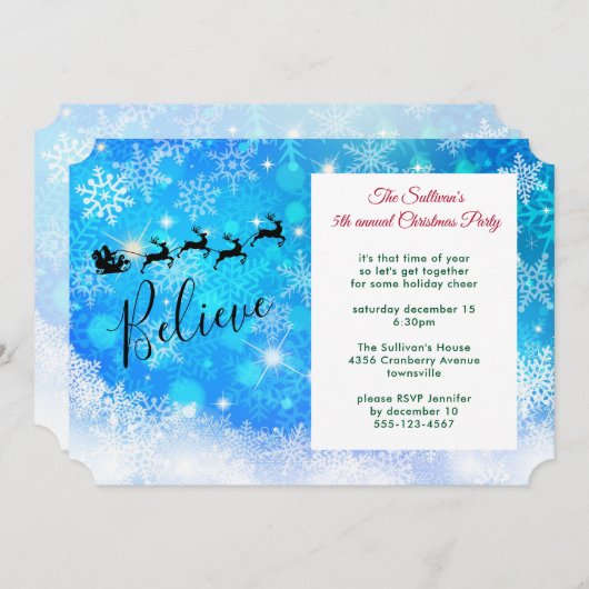 Weihnachtsmann und seine fliegende Rentiere - Part Einladung (Vorne/Hinten)