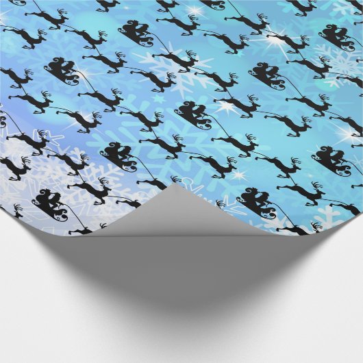 Weihnachtsmann und seine fliegenden Rentier Weihna Geschenkpapier (Ecke)