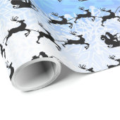 Weihnachtsmann und seine fliegenden Rentier Weihna Geschenkpapier (Rolleneckpunkt)