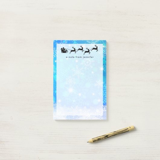 Weihnachtsmann und seine fliegenden Rentier Weihna Post-it Klebezettel (Auf Schreibtisch)