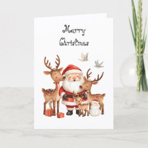 Weihnachtsmann und seine Helfer. Whimsical Weihnac Karte
