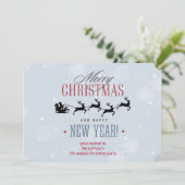 Weihnachtsmann und seine Rentier Silhouette Weihna Einladung (Stehend Vorderseite)