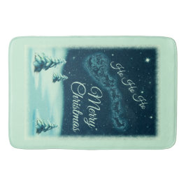 Weihnachtsmann und seine Rentiere Weihnachtsabend Badematte