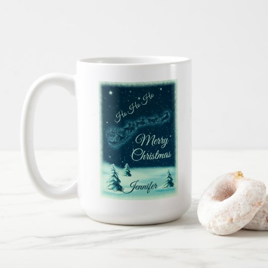 Weihnachtsmann und seine Rentiere Weihnachtsabend Kaffeetasse (Mit Donut)