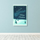 Weihnachtsmann und seine Rentiere Weihnachtsabend Leinwanddruck (Insitu (Holzboden))