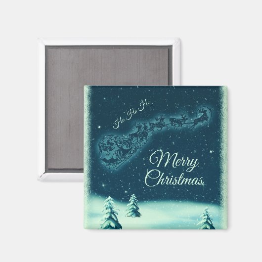 Weihnachtsmann und seine Rentiere Weihnachtsabend Magnet (Vorderseite/Rückseite)