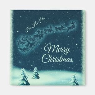 Weihnachtsmann und seine Rentiere Weihnachtsabend Magnet