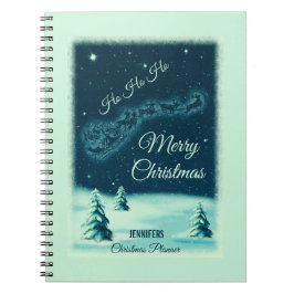 Weihnachtsmann und seine Rentiere Weihnachtsabend  Notizblock