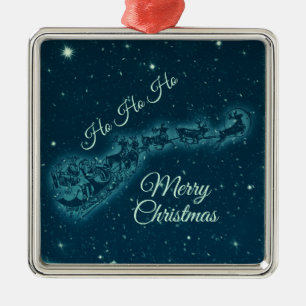 Weihnachtsmann und seine Rentiere Weihnachtsabend  Ornament Aus Metall