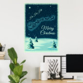 Weihnachtsmann und seine Rentiere Weihnachtsabend  Poster (Heimbüro)