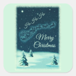 Weihnachtsmann und seine Rentiere Weihnachtsabend Quadratischer Aufkleber