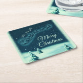 Weihnachtsmann und seine Rentiere Weihnachtsabend  Rechteckiger Pappuntersetzer (angewinkelt)