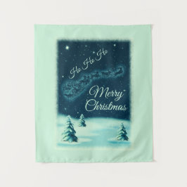 Weihnachtsmann und seine Rentiere Weihnachtsabend Wandteppich