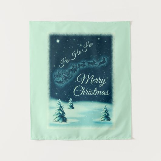 Weihnachtsmann und seine Rentiere Weihnachtsabend  Wandteppich (Vorderseite)