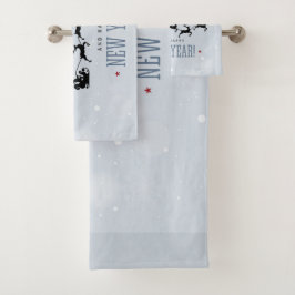 Weihnachtsmann und seine Silhouette "Flying Rentie Badhandtuch Set