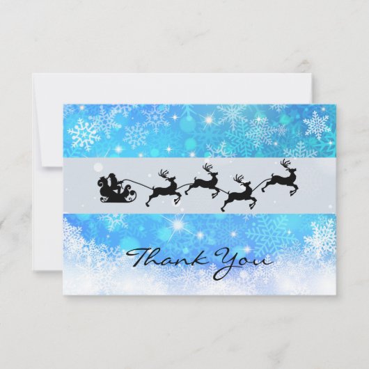 Weihnachtsmann und seine Silhouette "Flying Rentie Dankeskarte (Vorderseite)